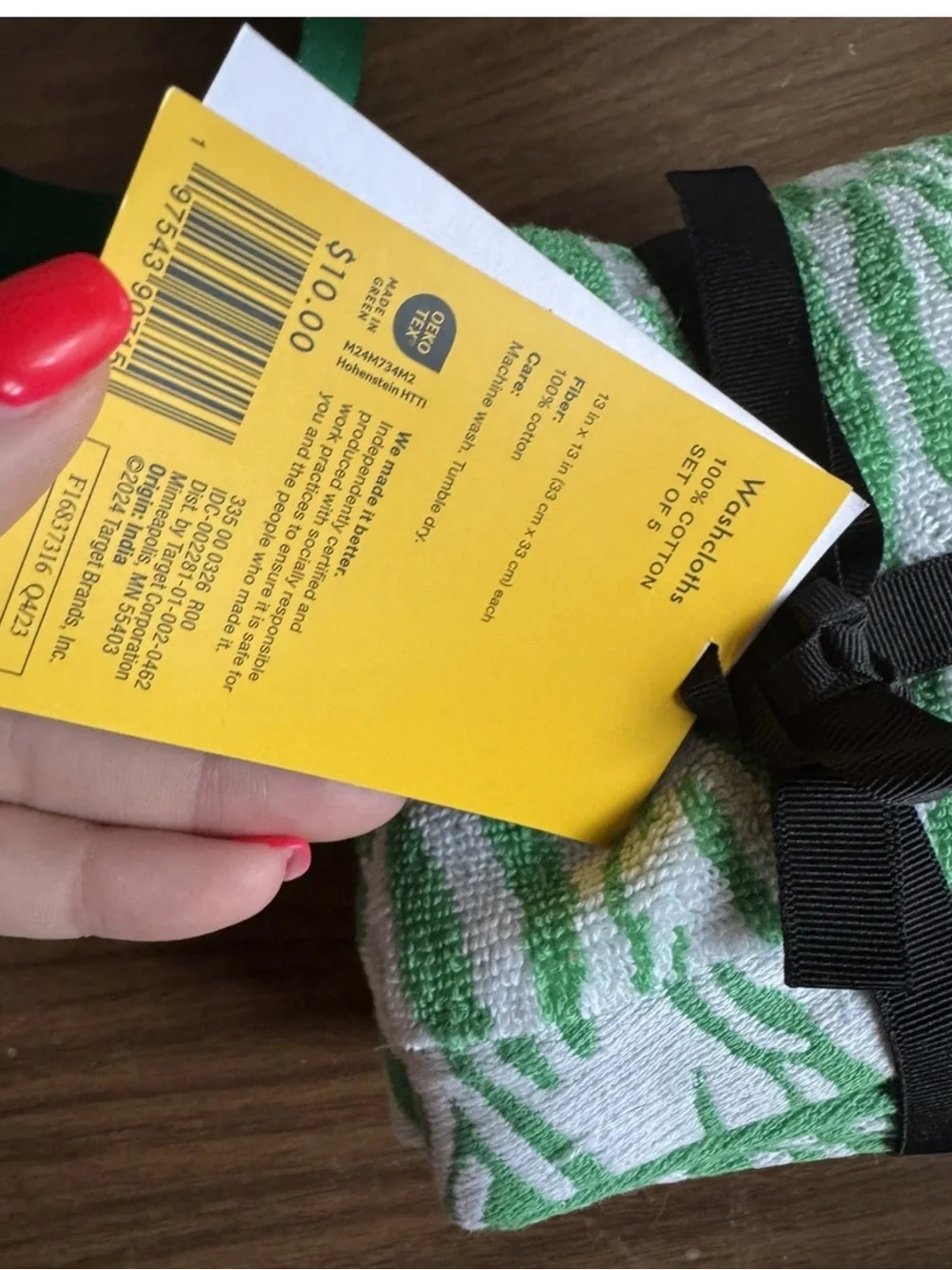 Diane von Furstenberg Green & White Zebra Print washcloths x Target DVF